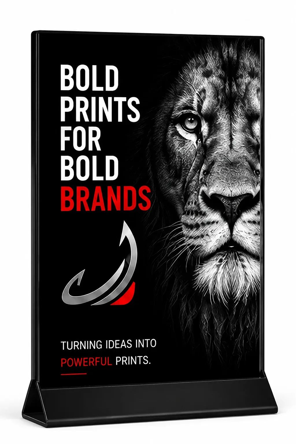 Roll-up standee banner with a bold photographic design